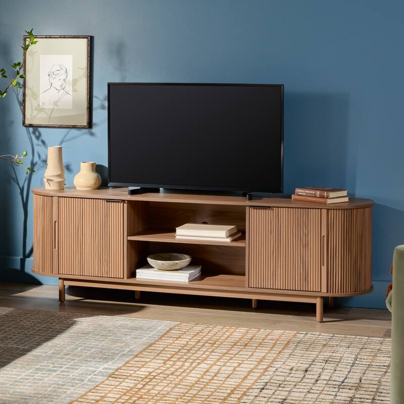 Middlebrook Designs Modern Reeded 70-inch TV Stand with Open Storage