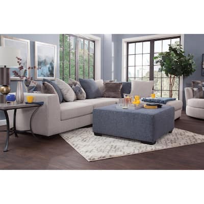 American Furniture Classics Model Casual Comfort Series Blue Square Upholstered Ottoman