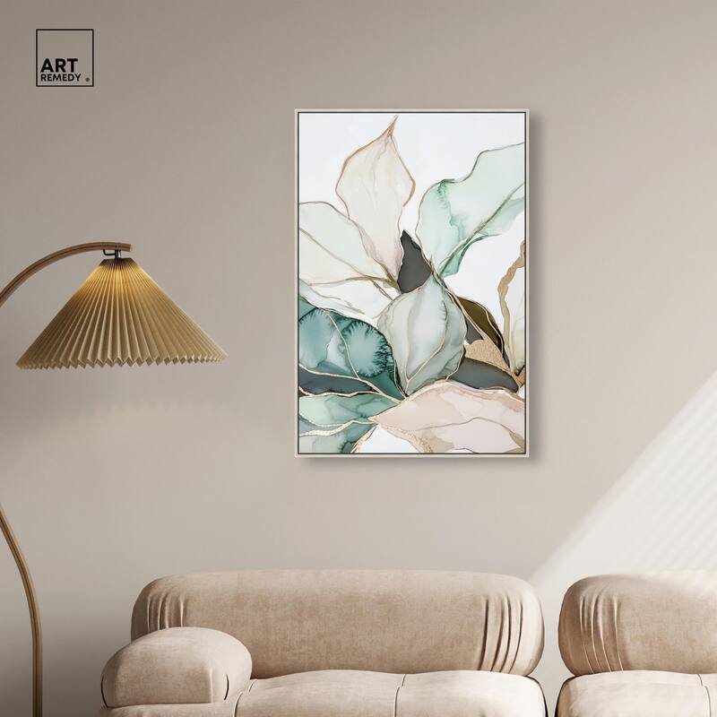 Pastel Leaves with Gold III Canvas by Art Remedy