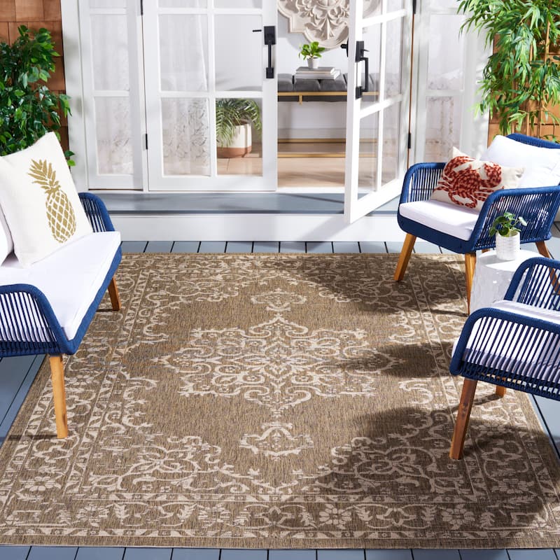 SAFAVIEH Courtyard Karolyn Medallion Indoor/ Outdoor Waterproof Patio Backyard Rug