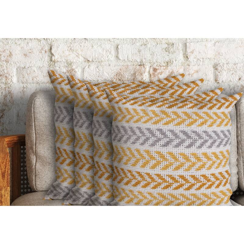 Aquila Farmhouse Striped Cotton Throw Pillow by Sevita - Yellow - Set of 3 or More - Polyester
