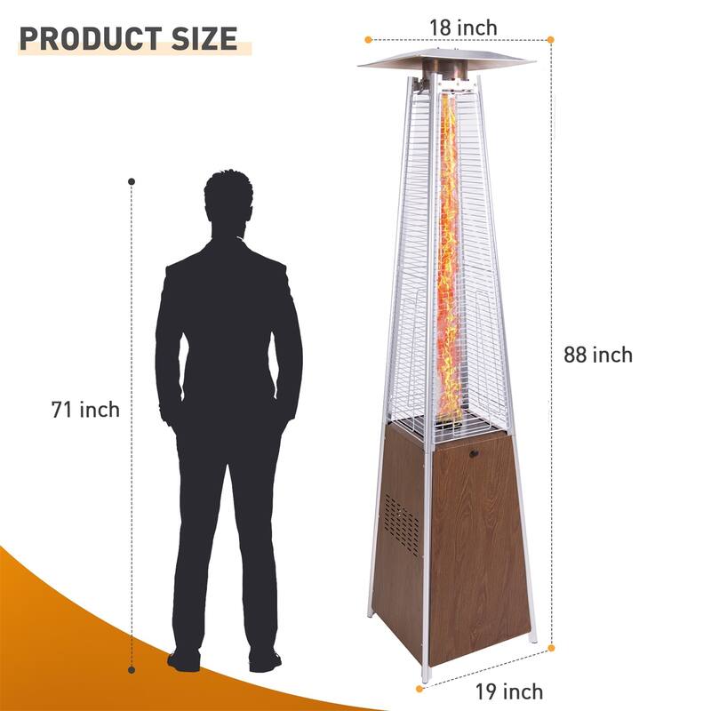 Patio Heater 48,000 BTU Outdoor Heaters with Detachable Wheels, Protective Cover