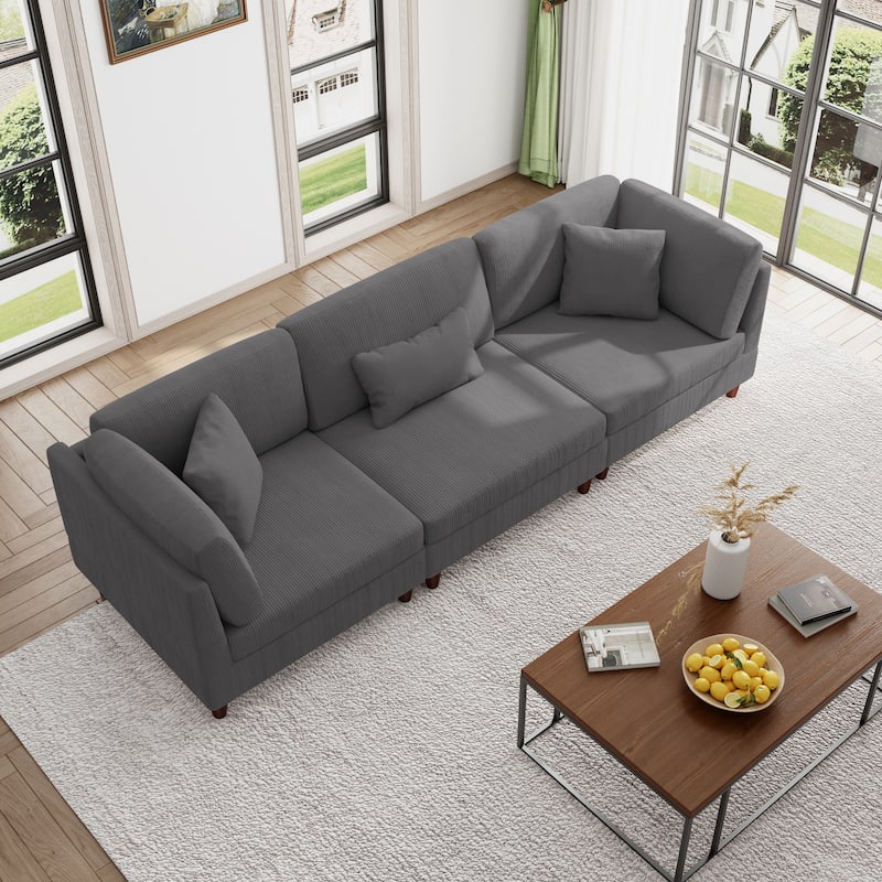 Modern Oversized Modular Corduroy Sectional Sofa Set