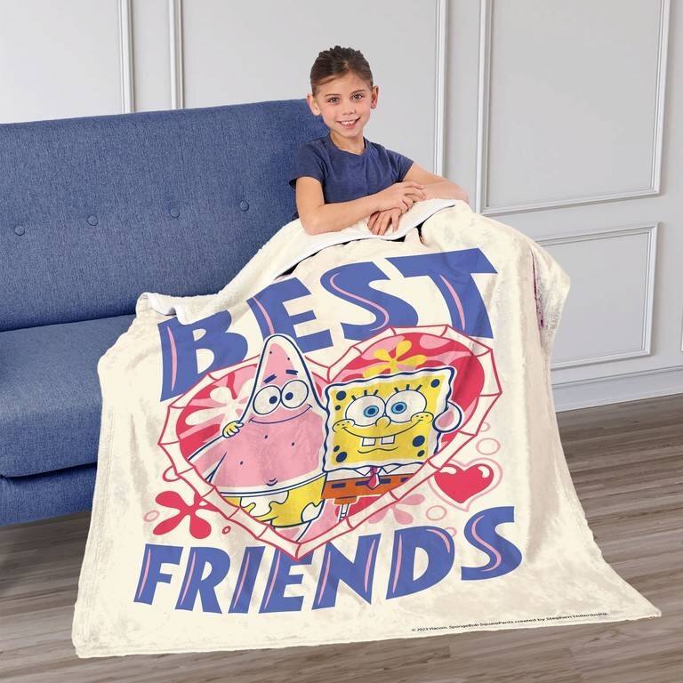 Nickelodeon Spongebob Squarepants Valentine's Day Silk Touch Sherpa Throw Blanket