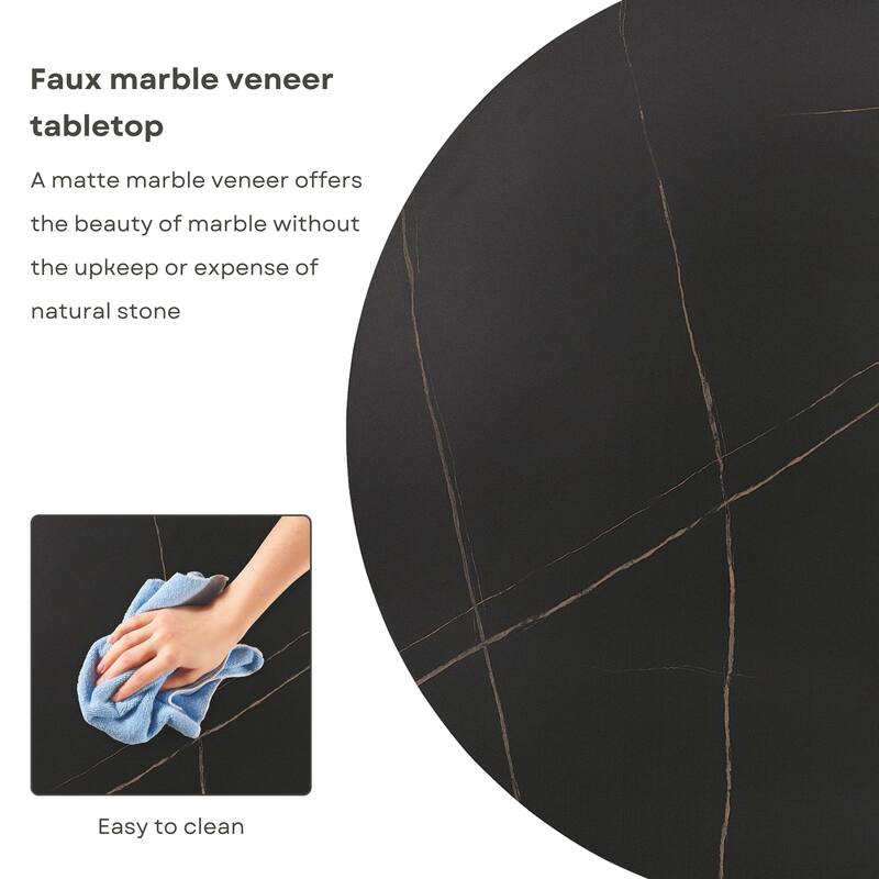 Furniture of America Astra Modern Wood Round Dining Table with Fluted Base