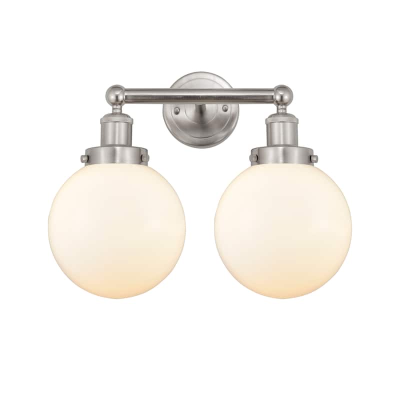 Innovations Lighting 616-2W-10-16-L Beacon Vanity Beacon 2 Light 16" - Brushed Satin Nickel / Matte White