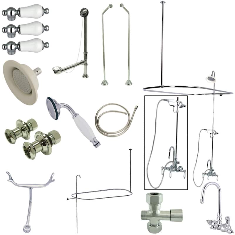 Vintage High Arc Gooseneck Clawfoot Tub Faucet Package - Polished Chrome