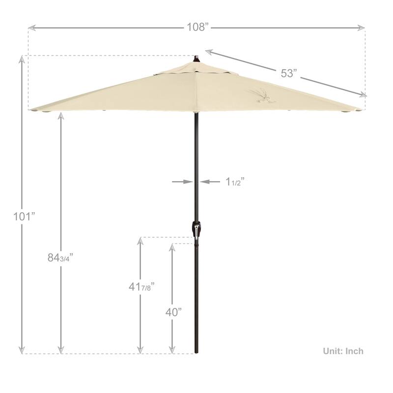 California Umbrella 9' Round Crank Lift Auto Tilt 8 Rib Aluminum Patio Umbrella, Bronze Finish, Pacifica Pacific Blue Fabric