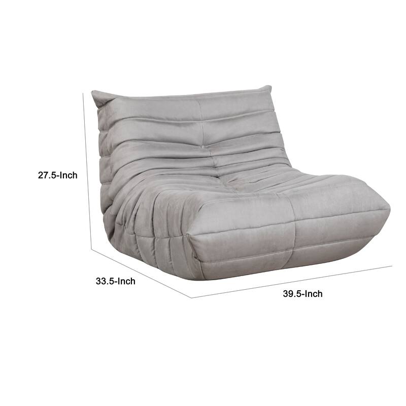 Revena Accent Floor Chair, Pleated Gray Microfiber Fabric, Curved