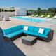 Kinbor Outdoor Cushioned Rattan Sectional Sofa Set