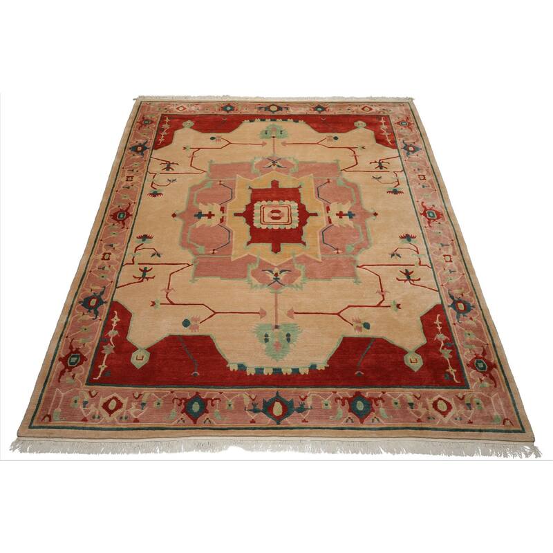 9x12 Hand Knotted Wool Ivory Tibetan Crafts Plush Pile Tufenkiaan Rug - 9' x 12'