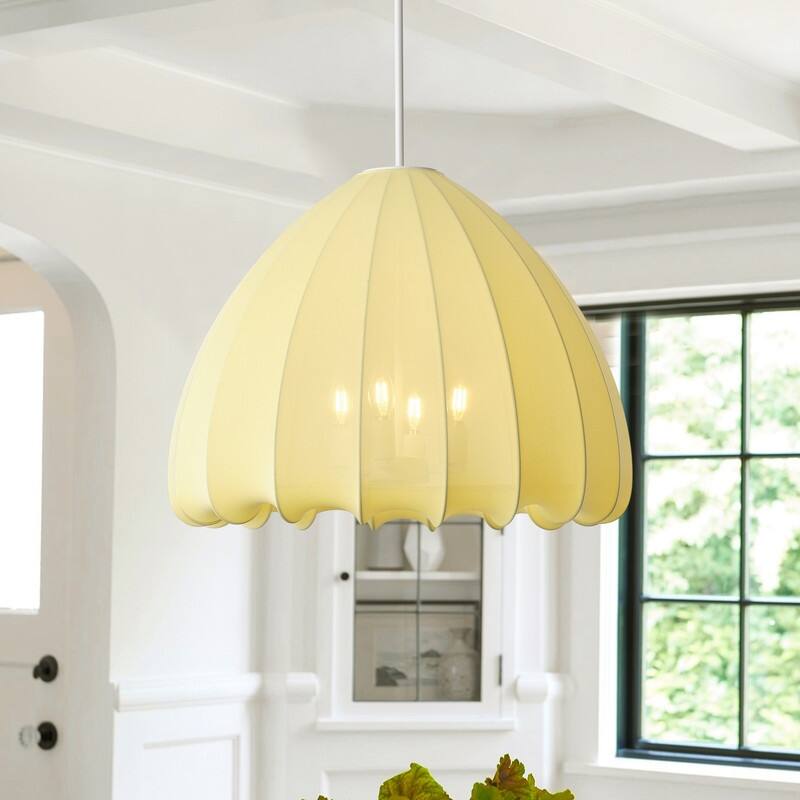 4-Light Pendant Light with Yellow Shade - Matte Painted Lighting Fixture for Living Room, Dining Room