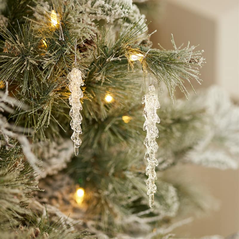 Dripping Icicle Drop Glass Christmas Ornaments - 5.75"; - Clear - 12ct