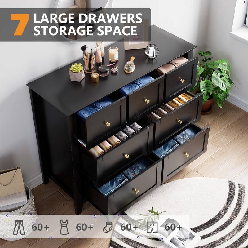 7 Drawer Dresser for Bedroom, Modern Chest of Drawer Dresser
