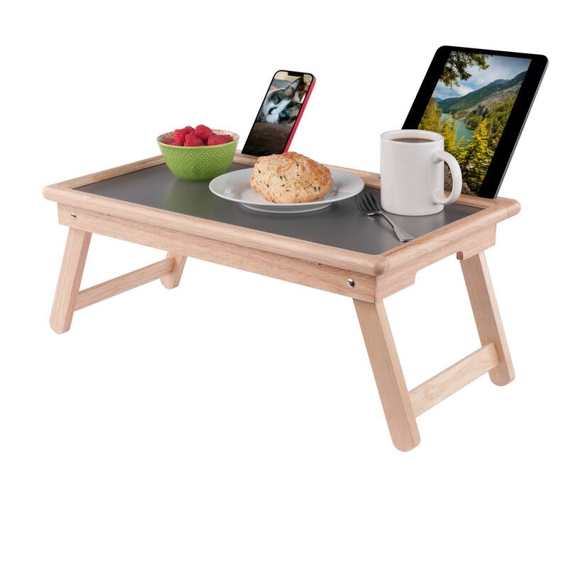 Arlo Breakfast Tray with Flip Top Gray and Natural Finish
