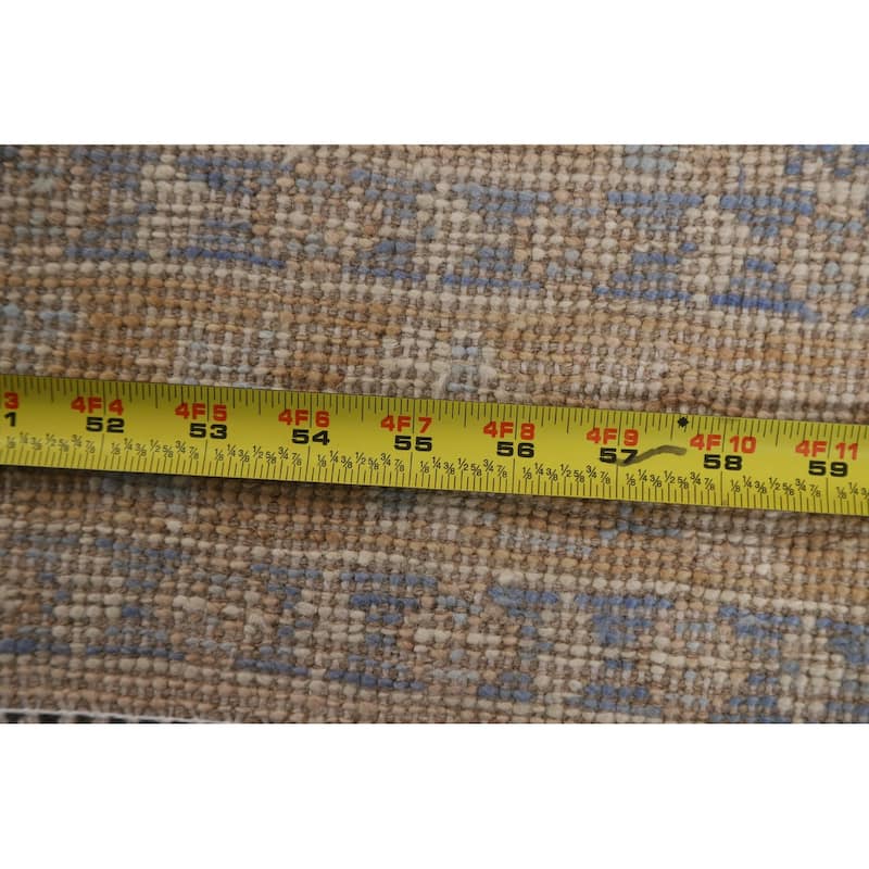 Hand Knotted Oriental 100% Wool Carpet Transitional Geometric Brown Oushak Area Rug - 3' 10'' X 2' 11''