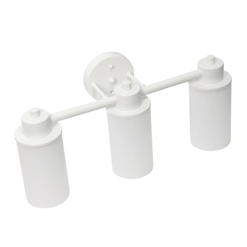 3-Light Vanity Light Fixture - Metal & White Glass Shade - Bathroom Uplight Downlight - Hallway Entryway - 7.5