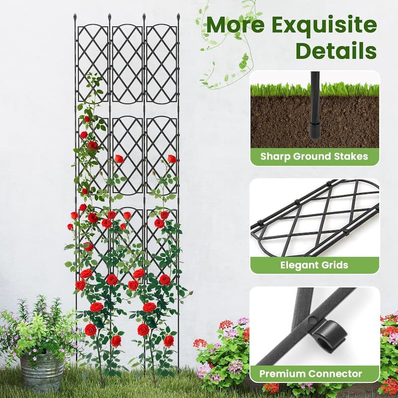 1/2 PCS Garden Trellis Outdoor Plant Support Frame w/Adjustable Shapes