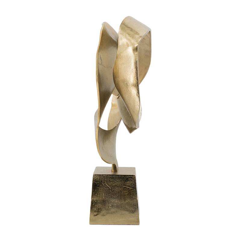 Abstract Sculpture with Pedestal Base - 28.25" - Gold