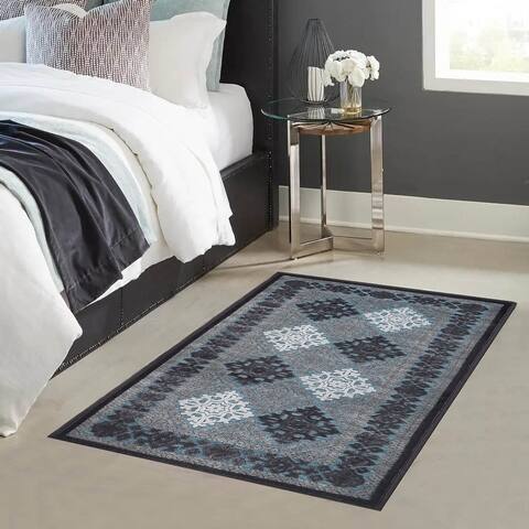 Superior Floral Medallion Sculpted High-Low Pile Polyester Area Rug