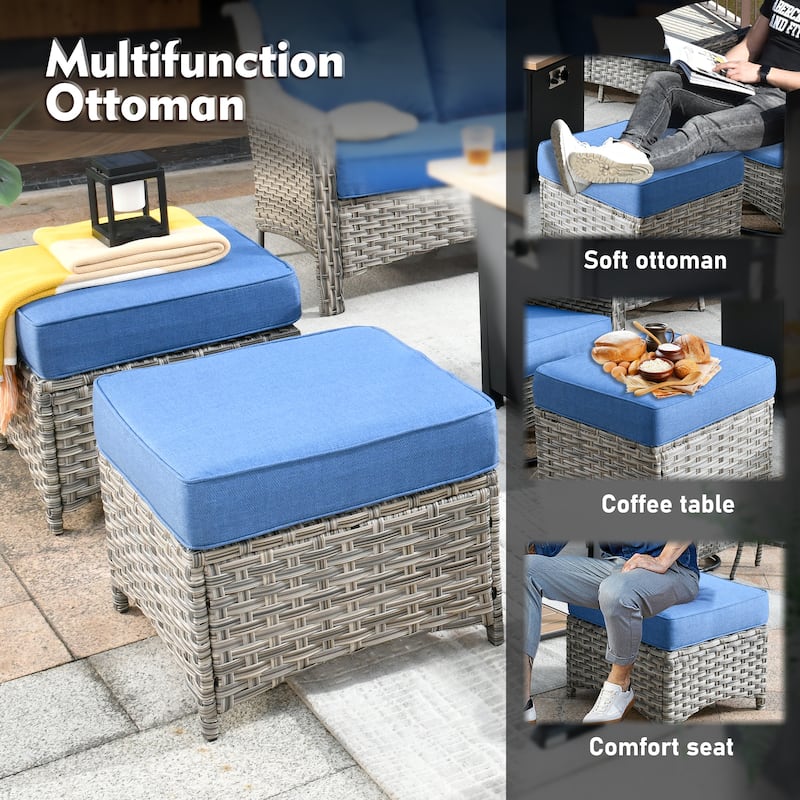 XIZZI 7-Piece Patio Seating Set with Cushions and Fire Pit Table