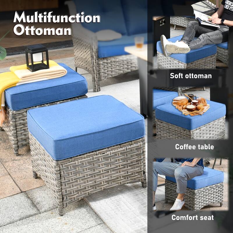 XIZZI 9-piece Outdoor Patio Furniture Conversation Set with Swivel Chair