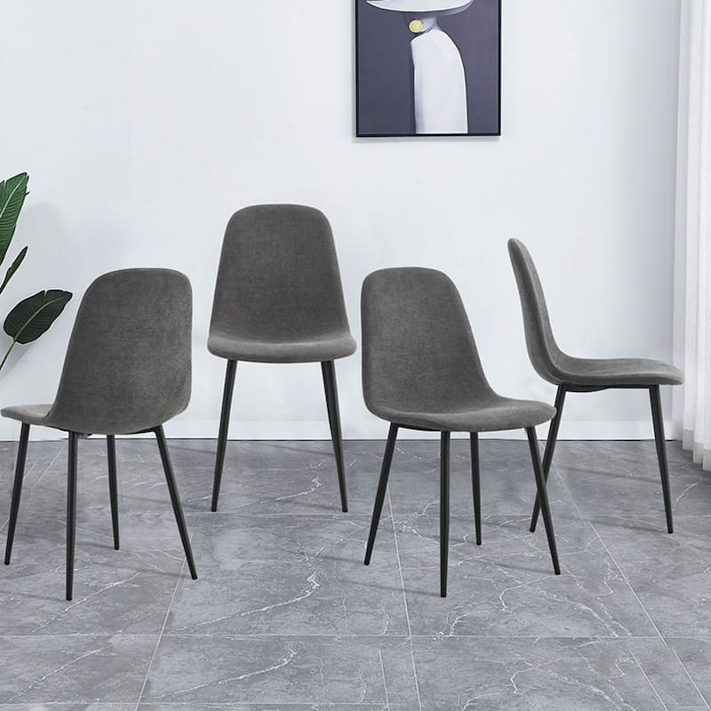 Modern Dining Room Kitchen Dining Chair with Black Metal Legs