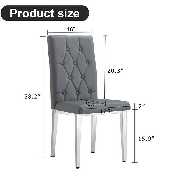 Set of 2 Faux Leather Upholstered Dining Chairs with Silver Metal Legs ...