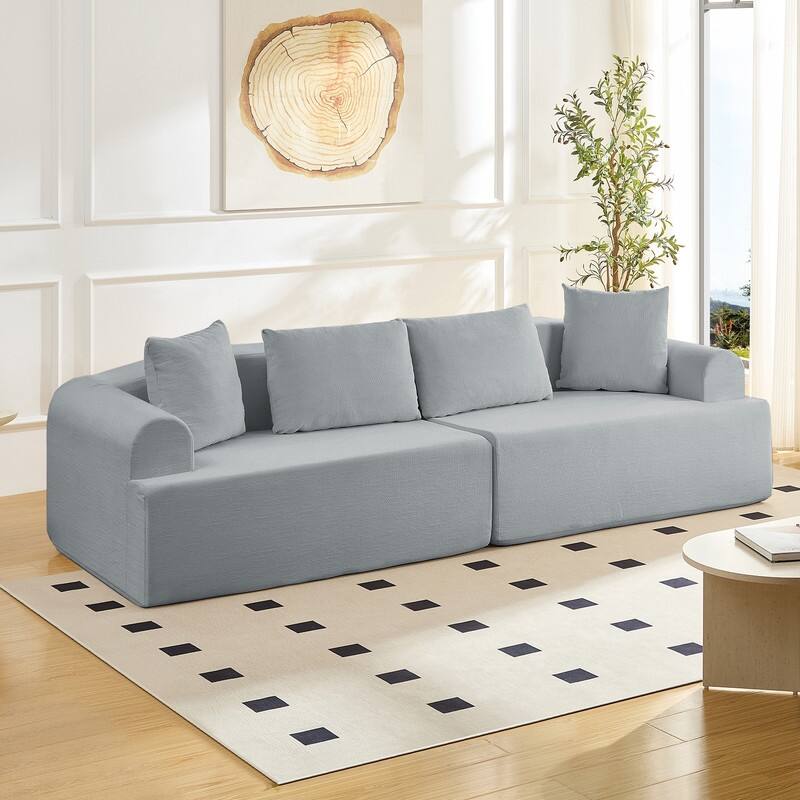104" Curved Modular Sectional Sofa in Chenille Fabric Modern Minimalist Design Compressed No Assembly Required - Light Grey - 104.33‘’*35.04‘’*30.32‘’