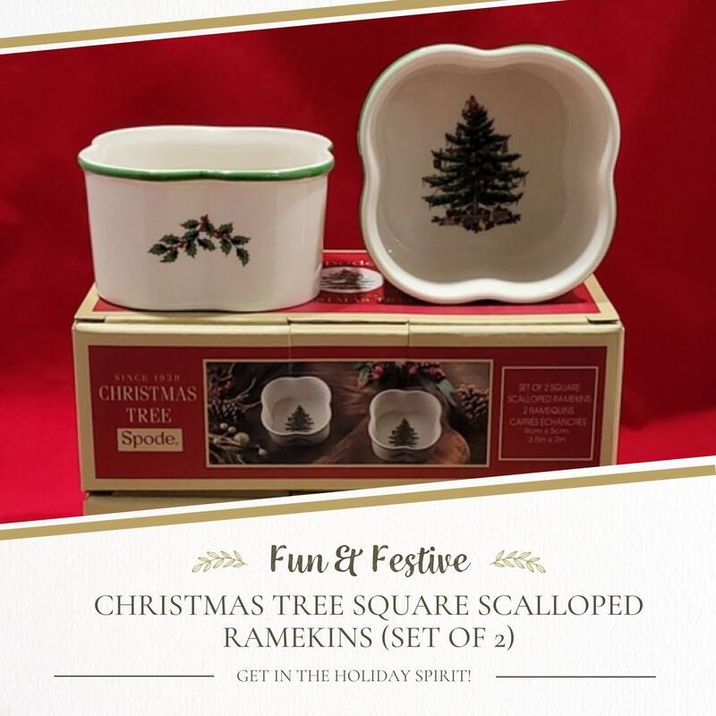 Spode Set of 2 Christmas Tree Square Scalloped Ramekins