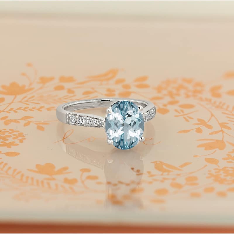 Auriya 1 3/4ct Fancy Oval Aquamarine and Diamond Engagement Ring 1/4ctw 14k Gold