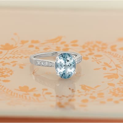 Auriya 1 3/4ct Fancy Oval Aquamarine and Diamond Engagement Ring 1/4ctw 14k Gold
