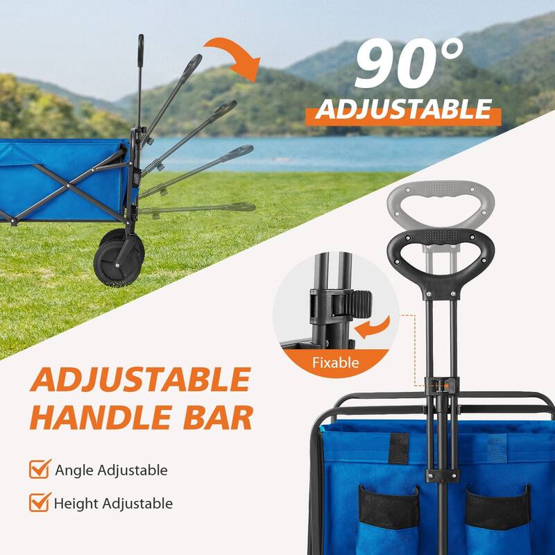 Garden Cart Camping Wagon Foldable, Utility Outdoor Wagon Collapsible Garden Camping Picnic Cart