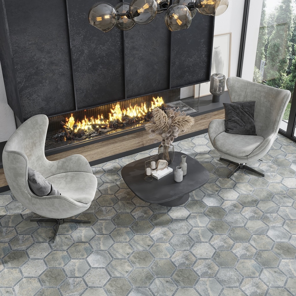 Apollo tile 9" x 10" Aureole Matte Slate Gray Porcelain Tile (8.07 sq ft/case) - 18 Pack