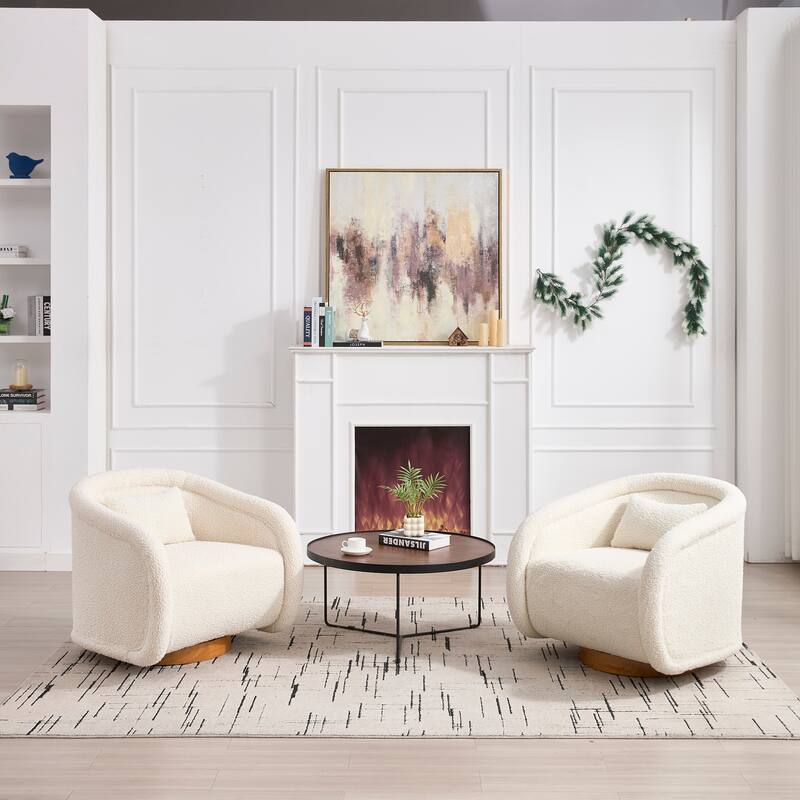 360-degree Swivel Barrel Chair with Teddy Upholstery