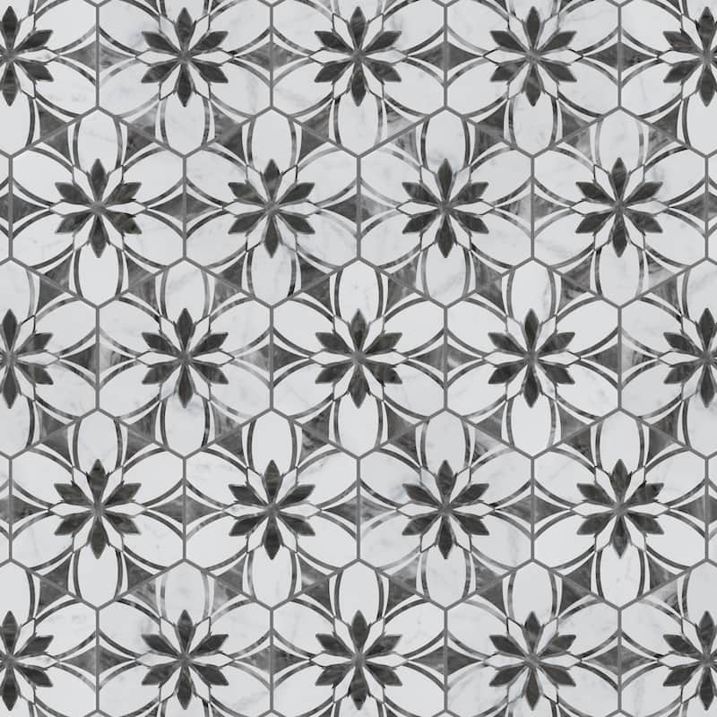 Merola Tile Classico Bardiglio Hex Dahlia Dark 7" x 8" Porcelain Floor and Wall Tile