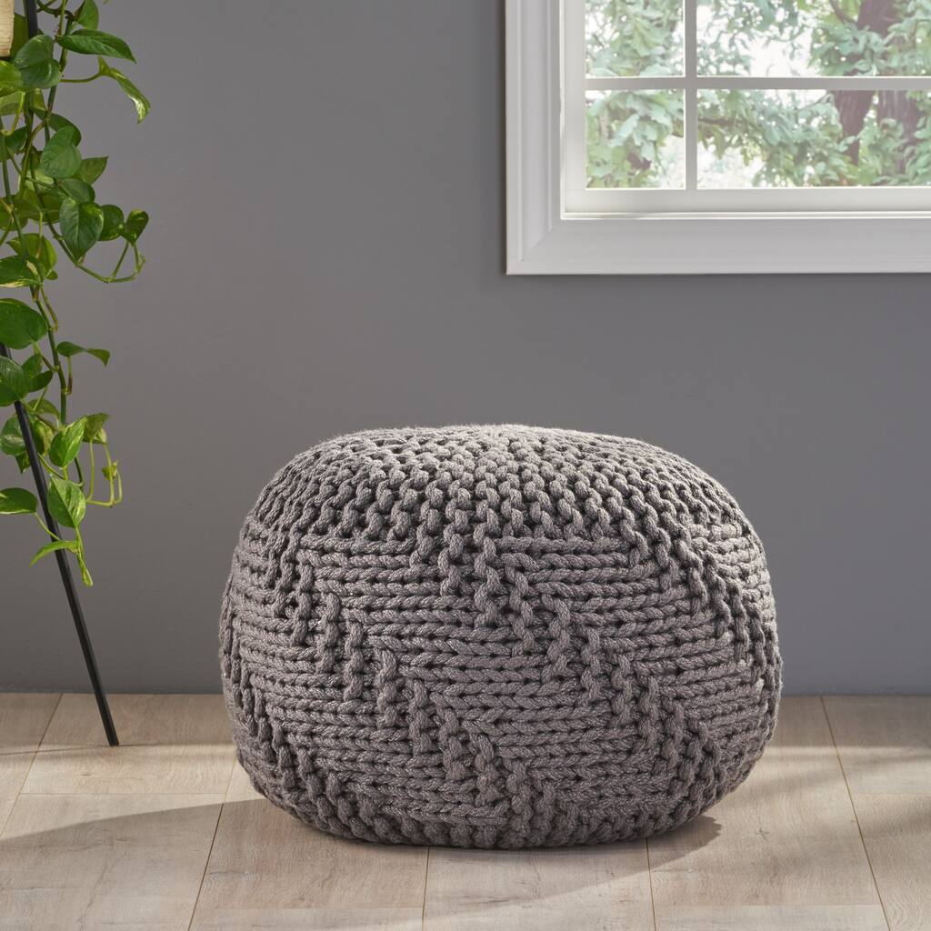 Hazel Indoor Handcrafted Modern Fabric Pouf by Christopher Knight Home