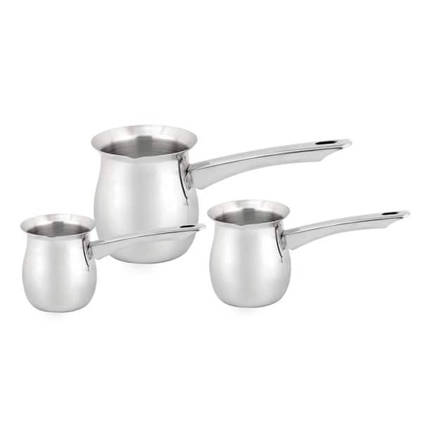 slide 2 of 6, STP Goods Stainless Steel Mirror Polished Coffee Pot Cezve Set of 3 - Set of 3