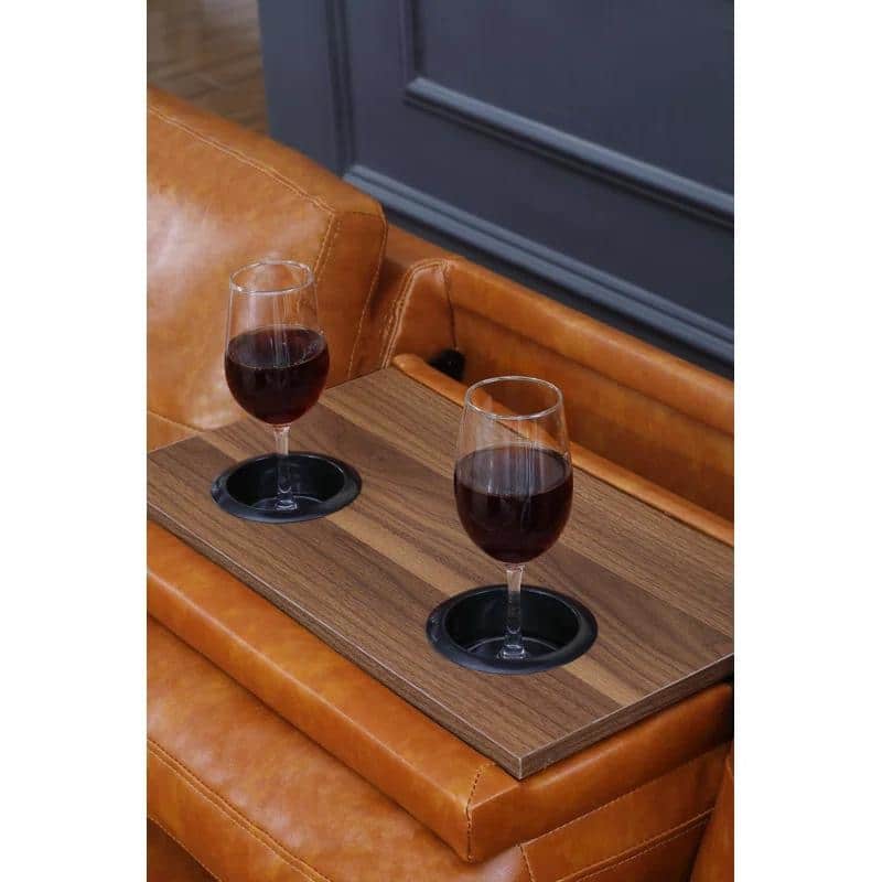 Faux Leather L - Shaped Sectional Set With Cup Holders 2pc