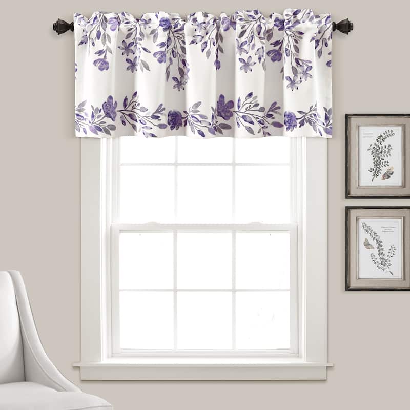 Lush Decor Tanisha Room Darkening Window Curtain Valance - 18" x 52" - Purple & Gray