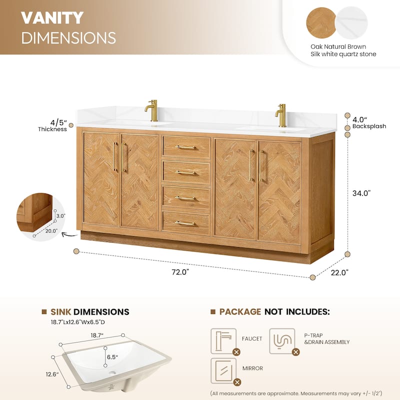 Jakarta Bath Vanity with Quartz Stone Top without Mirror