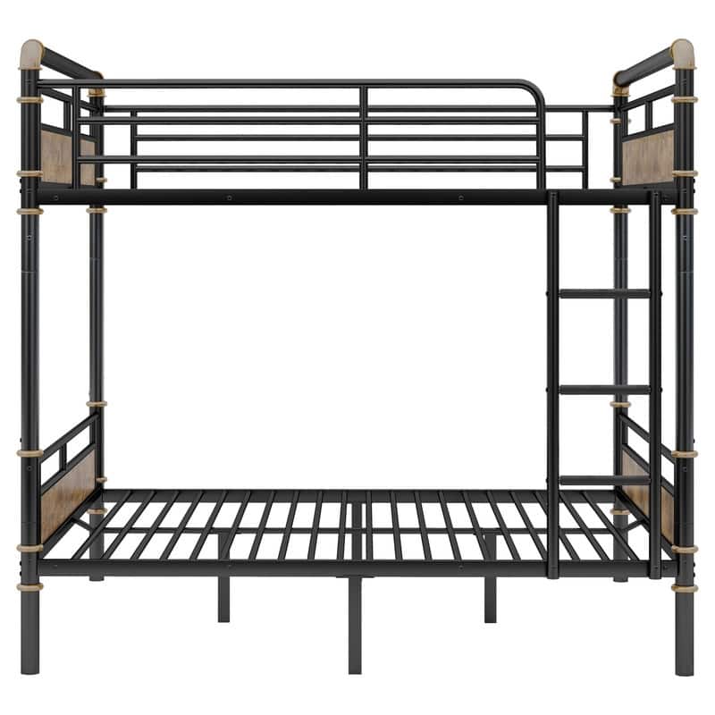 Stacked Metal Bunk Bed - Industrial Design With Removable Safety Rails‌