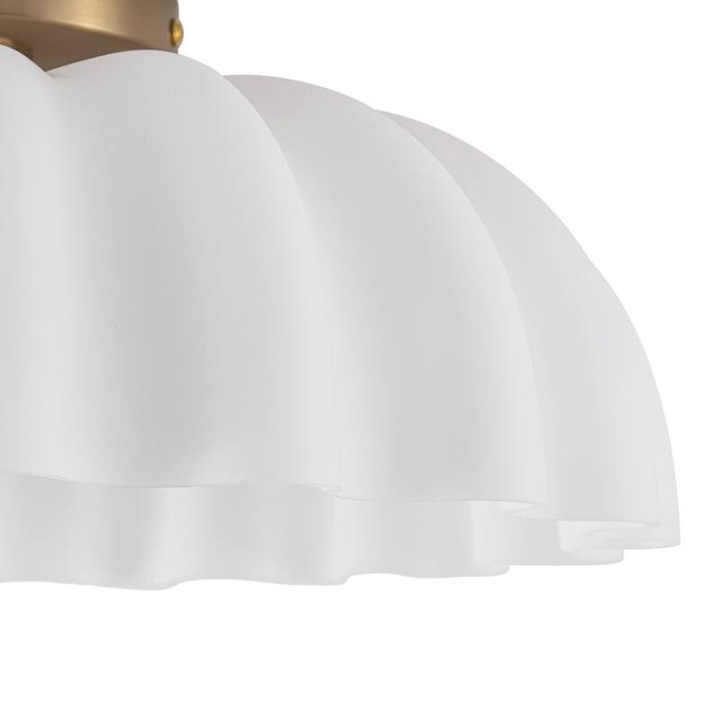 Creative 2-Light Shell Scalloped Glass Semi-Flush Mount - N/A