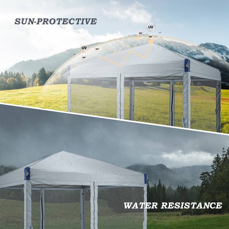Aoodor 12'x12' Pop Up Canopy Tent with Removable Mesh Sidewalls, Portable Instant Shade Canopy with Roller Bag