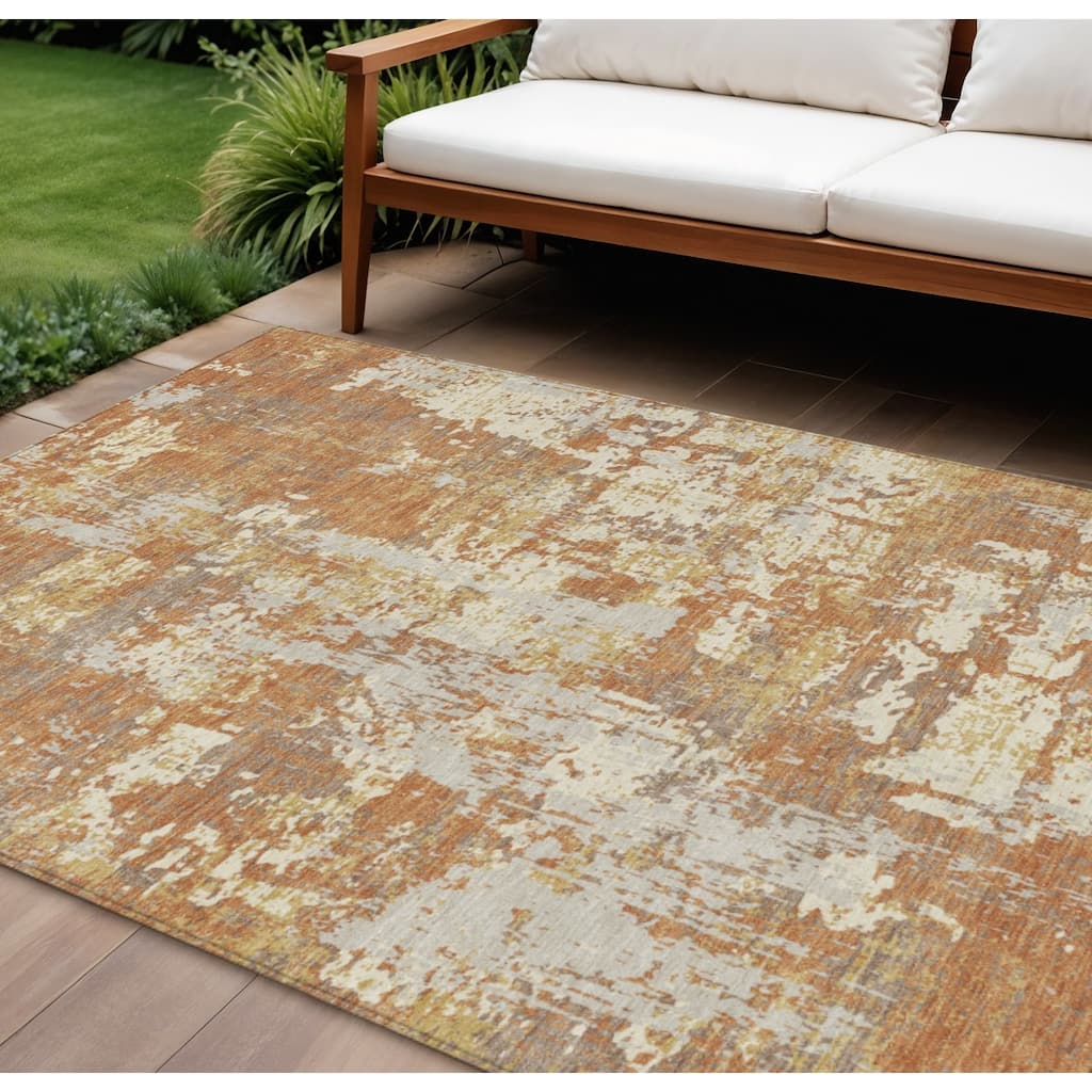 HomeRoots Abstract Transitional Rectangle Outdoor Rug