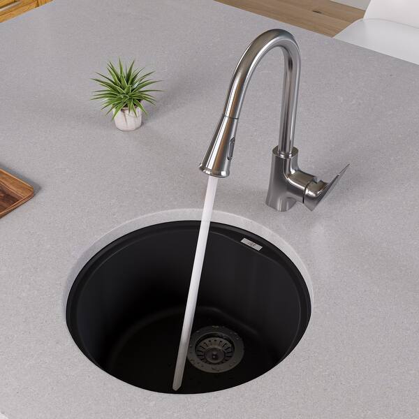 Alfi Black Granite Composite 17-inch Round Undermount Kitchen ...