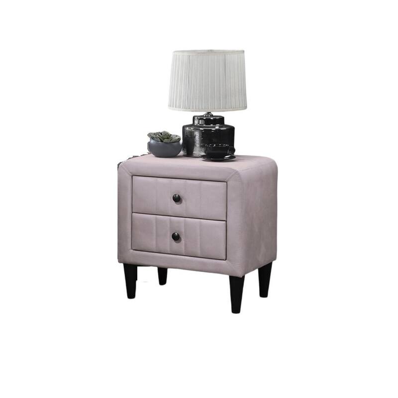 Light Pink Velvet Nightstand with 2 Drawers, Sleek Design