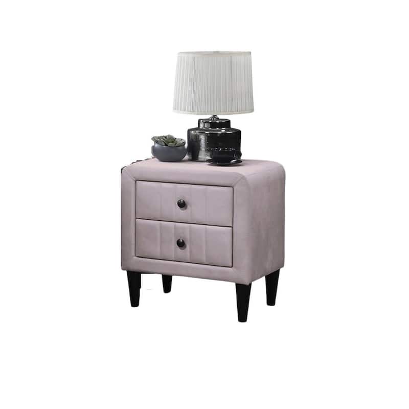Modern Velvet Upholstered Nightstand，Bedside Storage Cabinet with Tempered Legs,Sofa Side Table with 2 Drawers