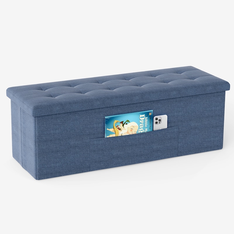 Gymax 43'' Folding Storage Ottoman Bench w/ Removable Divider & Side