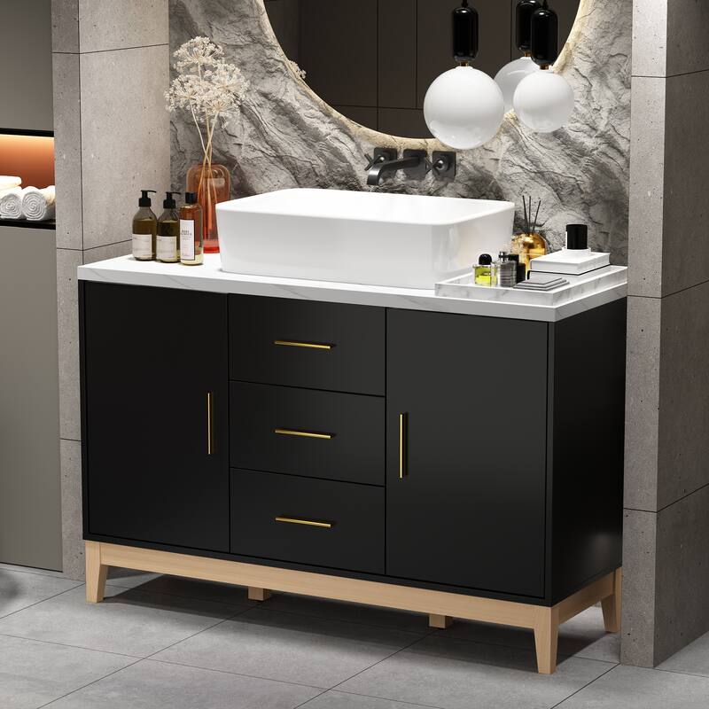 47.2" Stylish & Spacious: Modern Black Bathroom Vanity Set